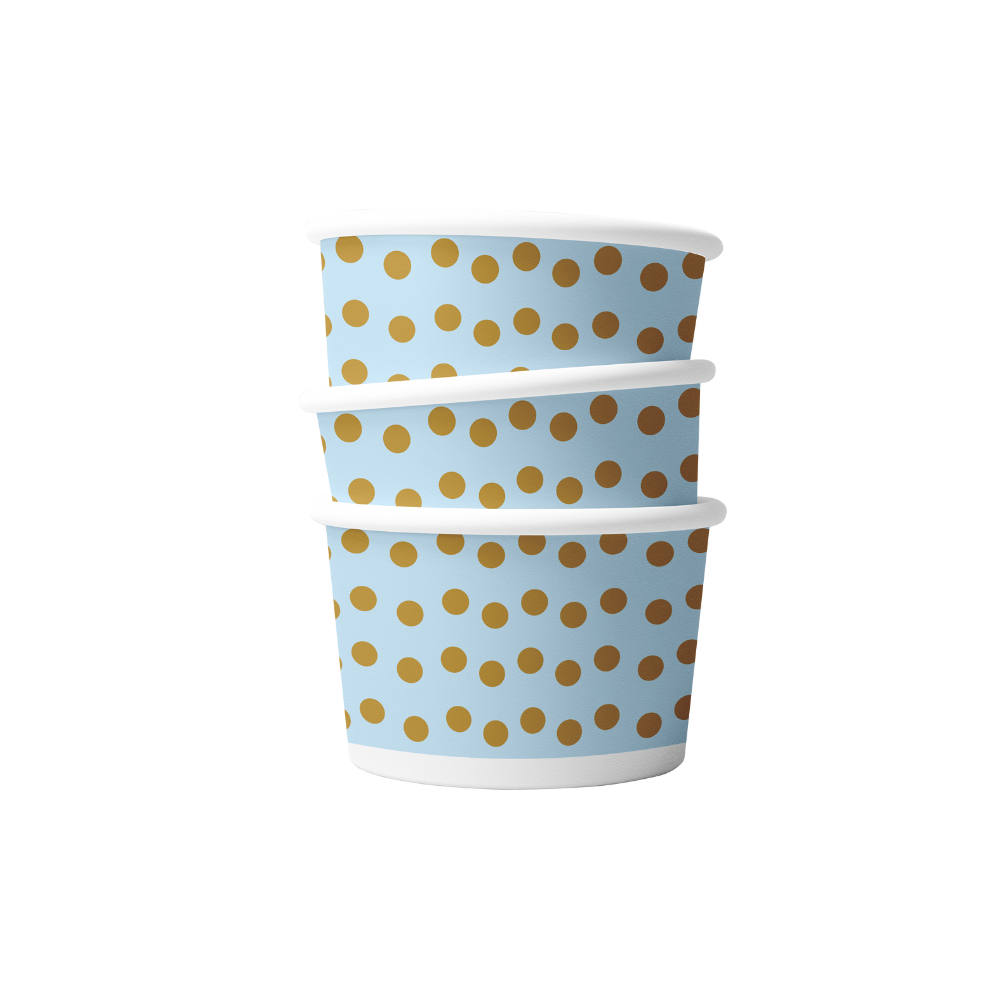 Ecotazón de cartón color celeste con puntos | 6 Oz