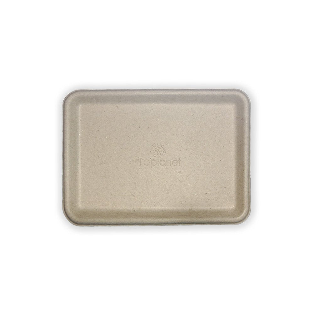 Plato rectangular en pulpa de papel "Proplanet"  Crema | 22 cm x 16 cm