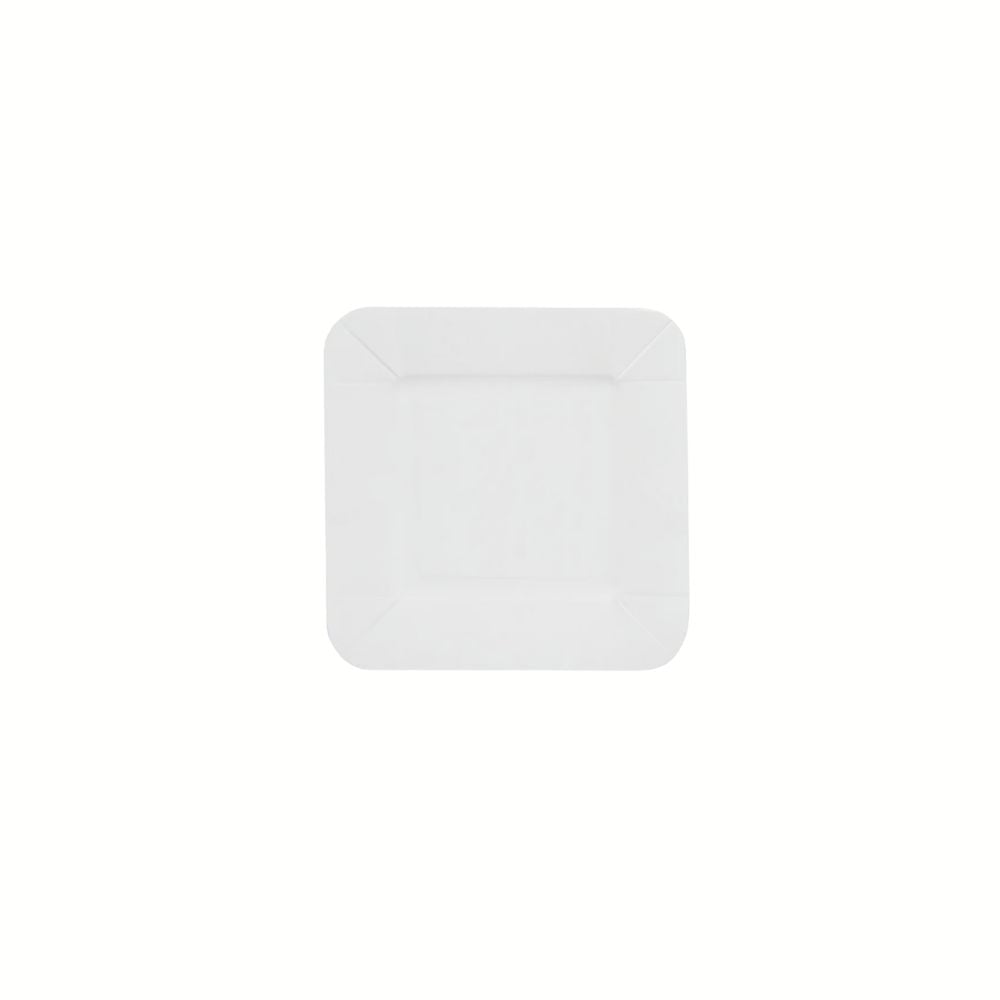 Plato cuadrado de cartón blanco con relieve | 13 cm x 13 cm
