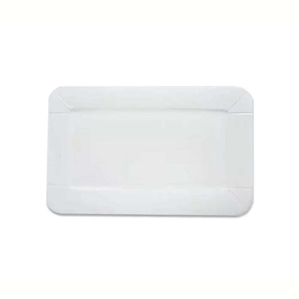 Plato rectangular de cartón blanco con relieve | 21 cm x 13 cm