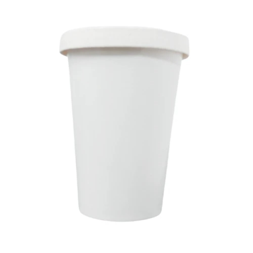 Vaso de cartón blanco para bebidas | 12 oz - 443 ml + Tapa de cartón pitillera