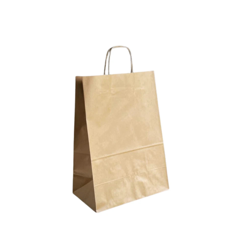 Bolsa de papel Kraft con manija trenzada | 25cm x 13cm x 33cm