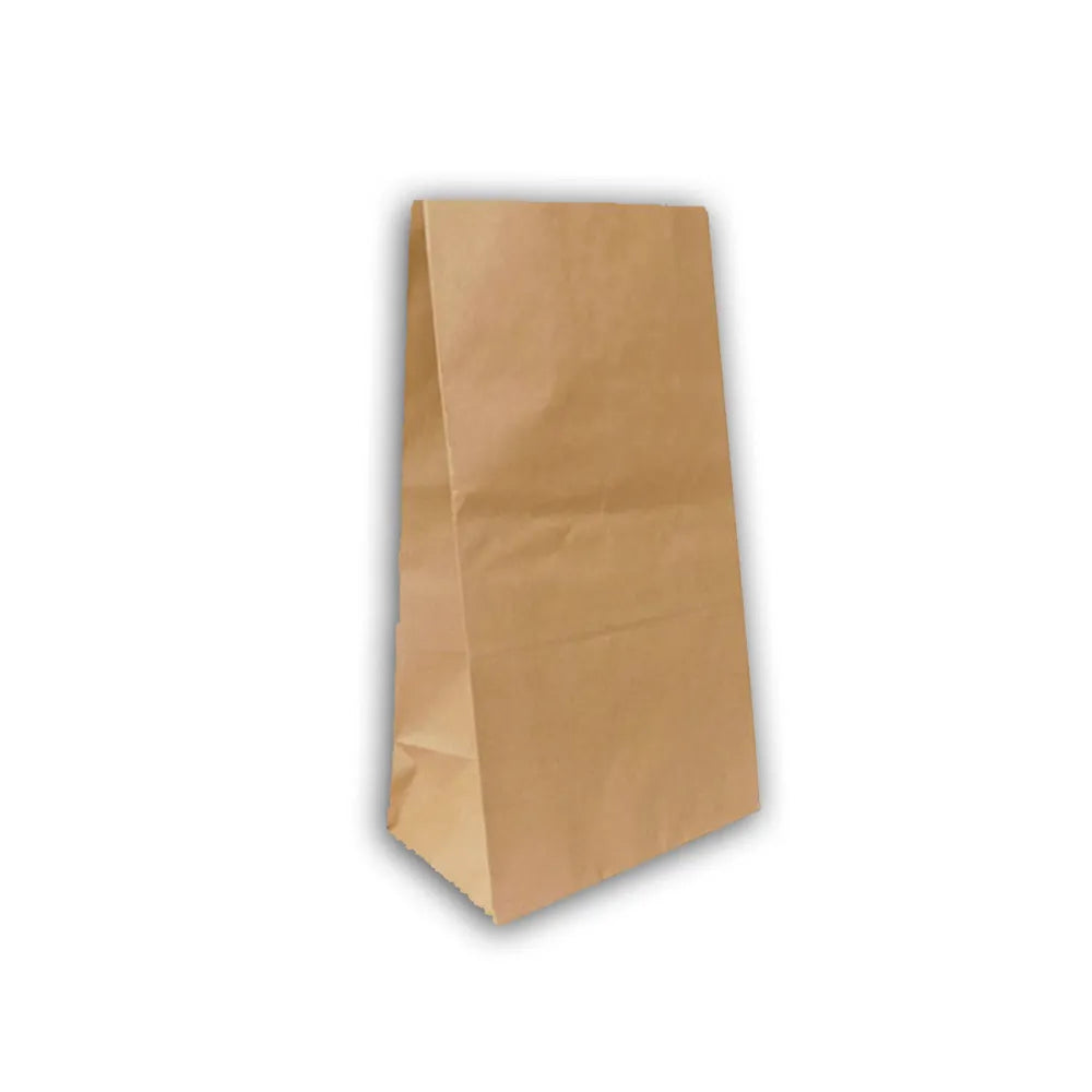 Bolsa de papel Kraft sin manija base cuadrada para domicilio | 1/8" - 85 gr