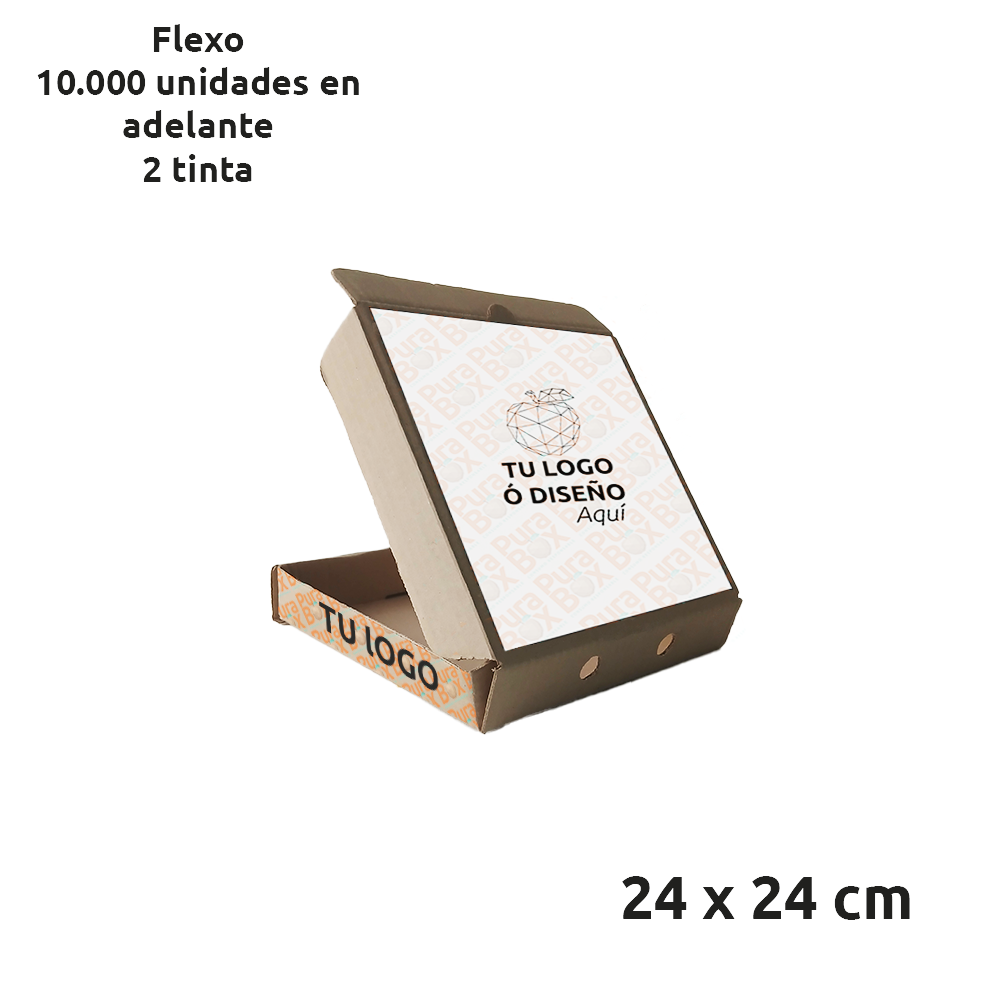 Caja de cartón Kraft para Pizza | Personalizadas 24 x 24 cm