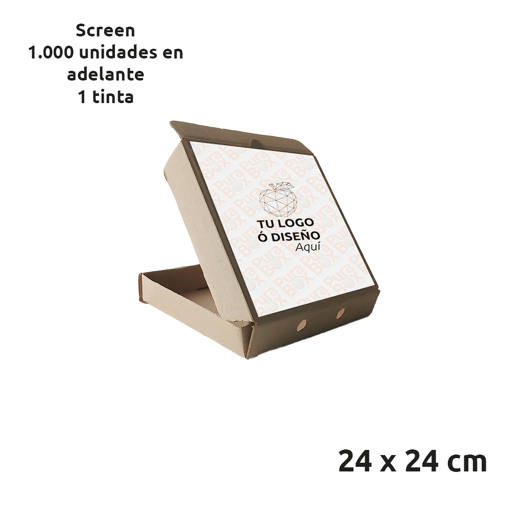 Caja de cartón Kraft para Pizza | Personalizadas 24 x 24 cm