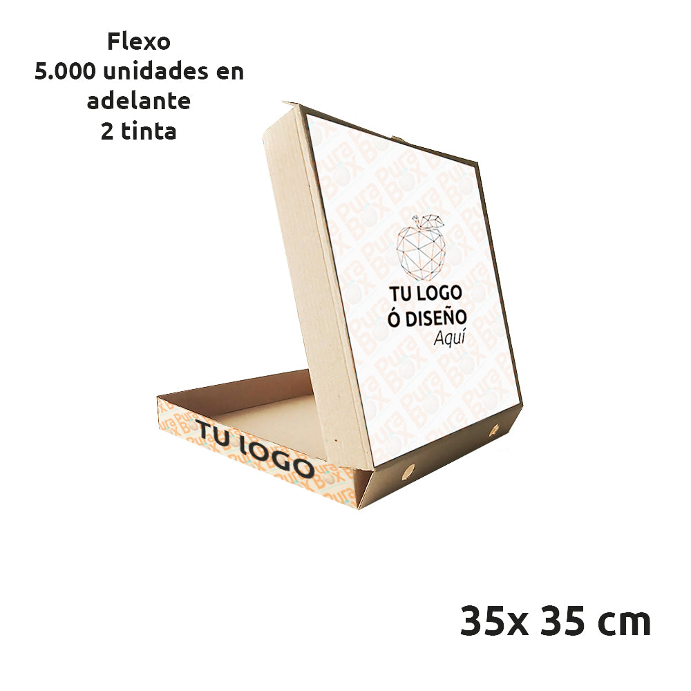 Caja de cartón Kraft para Pizza | Personalizadas 35 x 35 cm