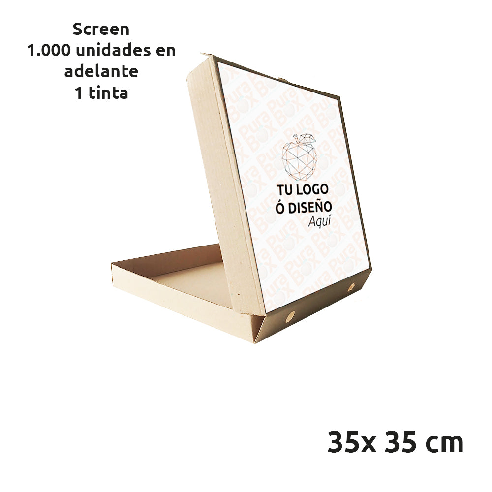 Caja de cartón Kraft para Pizza | Personalizadas 35 x 35 cm