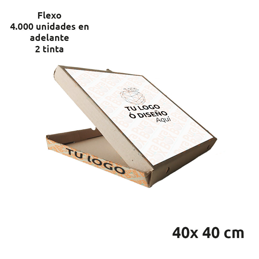 Caja de cartón Kraft para Pizza | Personalizadas 40 x 40 cm