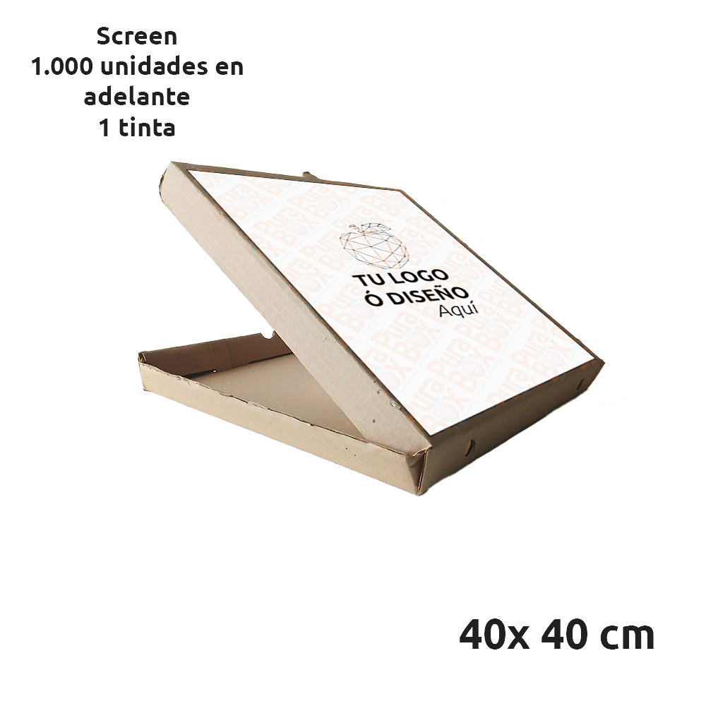 Caja de cartón Kraft para Pizza | Personalizadas 40 x 40 cm