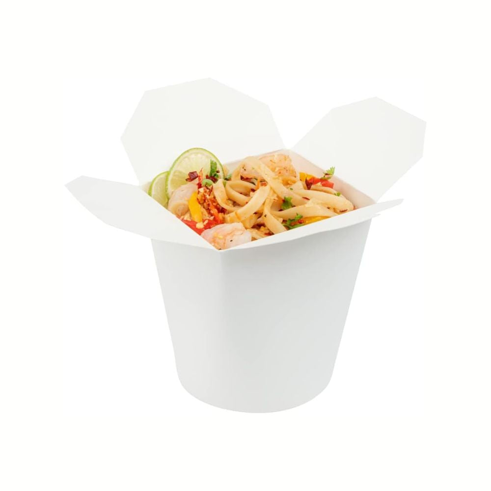 Contenedor con tapa plegable de cartón blanco | 25 Oz