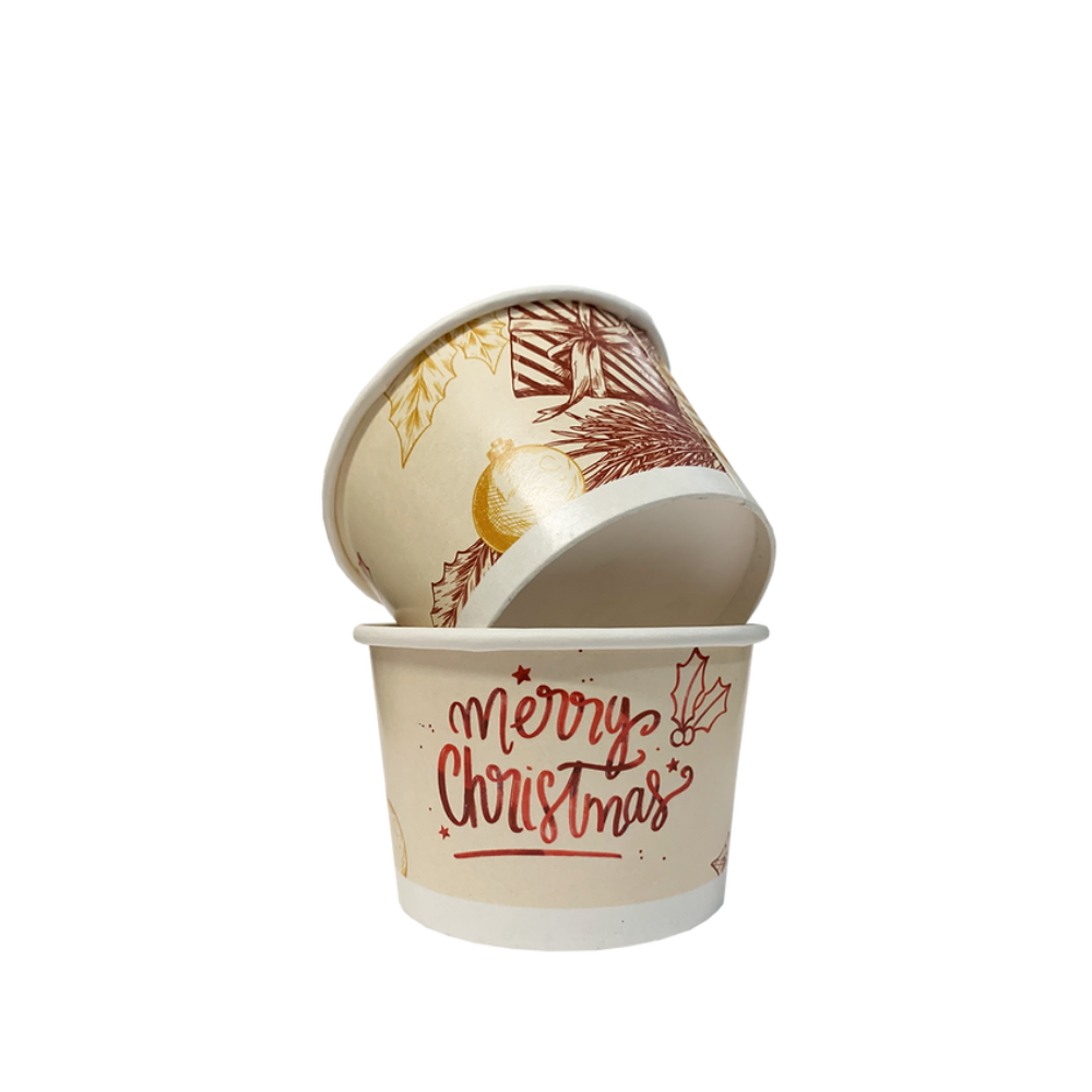 Ecotazón 8oz / 236ml - Dorado Christmas| Paquete x 25 Uds