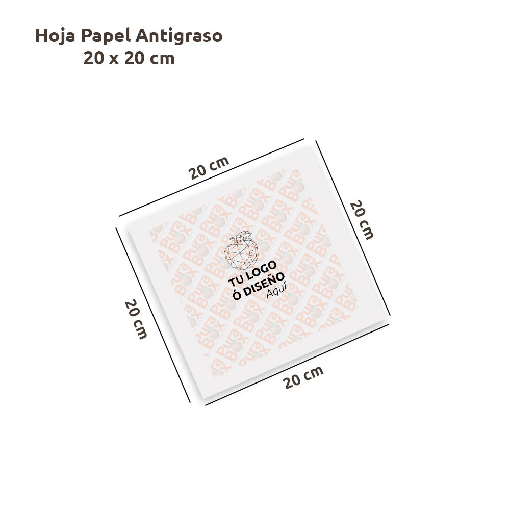 Hoja De Papel Antigraso | Personalizadas 20 x 20 cm