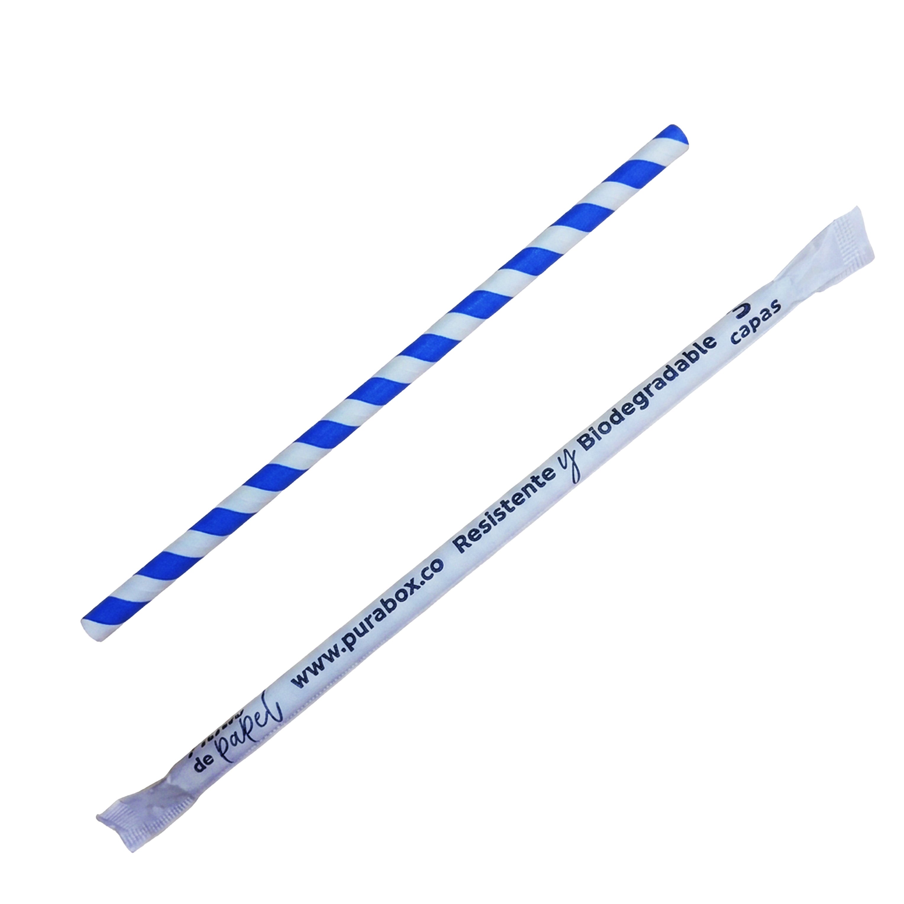 Pitillo de papel azul blanco 