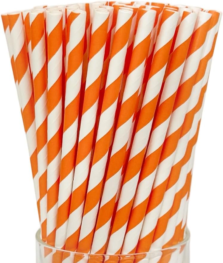 Pitillo Papel 3 Capas Envoltura - 8 mm x 20 cm| Blanco/Naranja