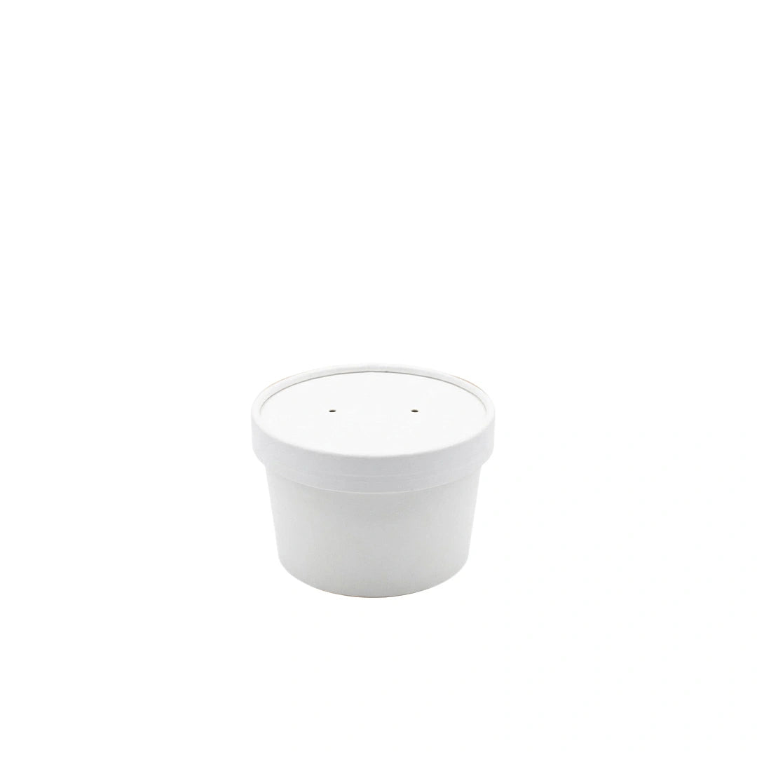 Tazón Kraft Blanco con Tapa 8 oz
