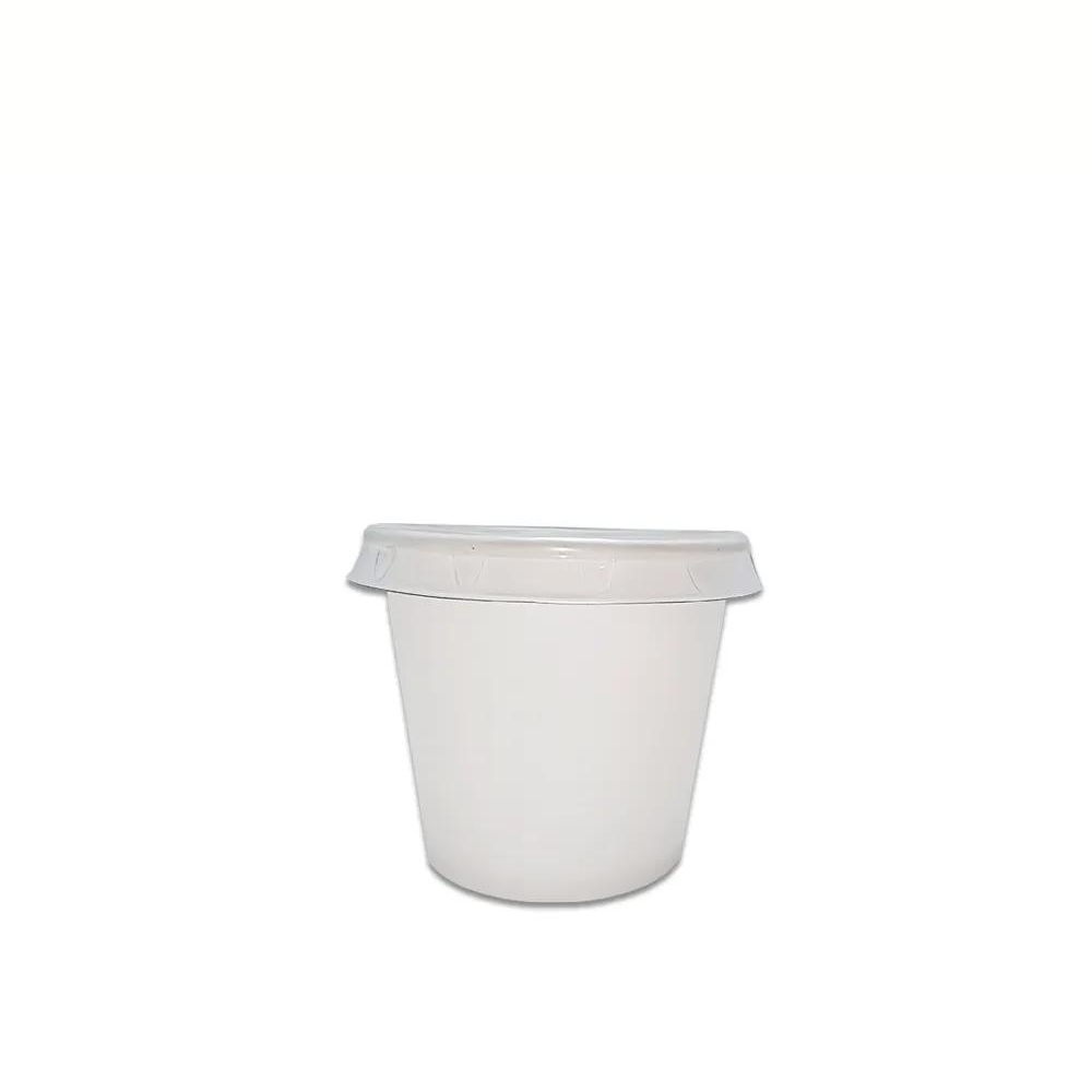 Vaso de cartón blanco para bebidas | 4oz - 118 ml + Tapa PET transparente