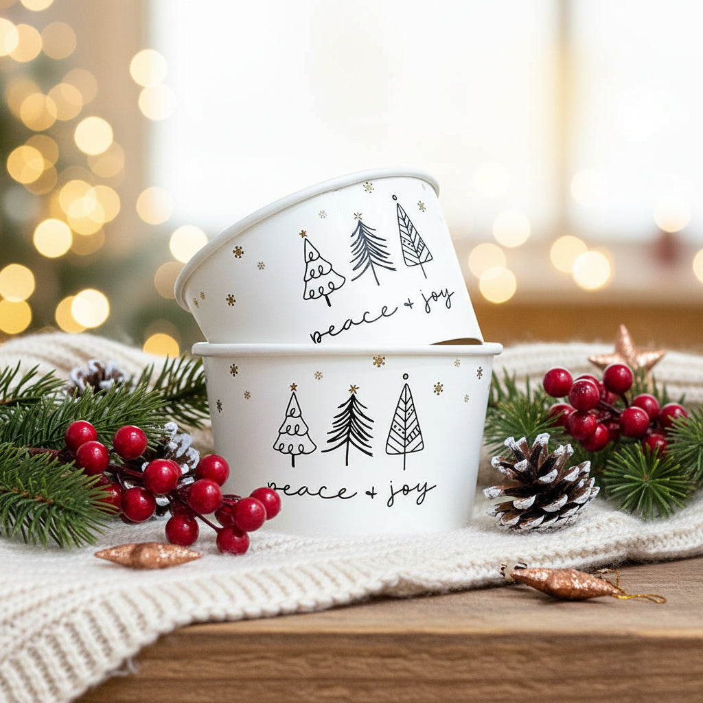 Ecotazon 6oz / 236 ml - Navidad Árbol x 3 - Paquete x 50 Uds