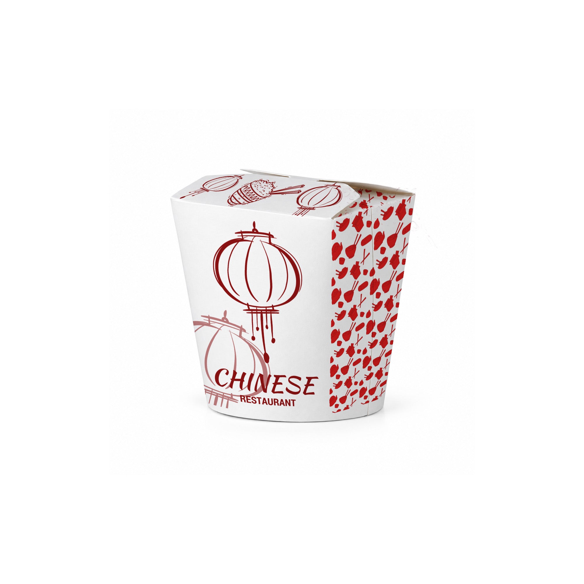 Tazón Chino Tapa Plegable Cartón Blanco | 16 Oz Personalizado