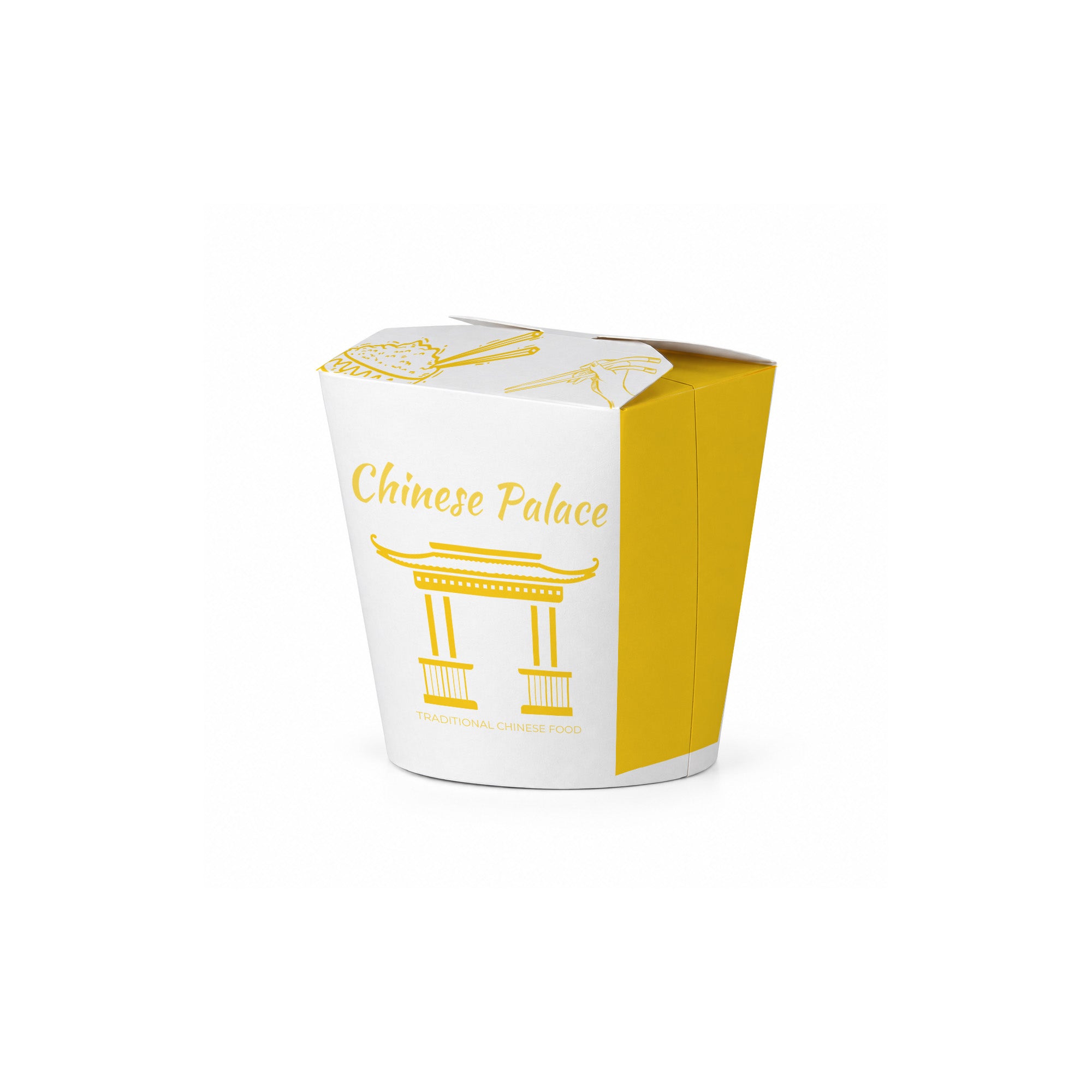 Tazón Chino Tapa Plegable Cartón Blanco | 25 Oz Personalizado